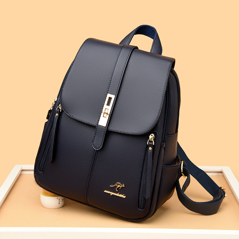 Foreign Trade Hot 2024 New Anti-theft Lock Backpack Trend Good Kangaroo Women's Schoolbag Fashion Travel Backpack