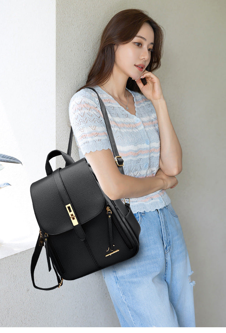 Foreign Trade Hot 2024 New Anti-theft Lock Backpack Trend Good Kangaroo Women's Schoolbag Fashion Travel Backpack