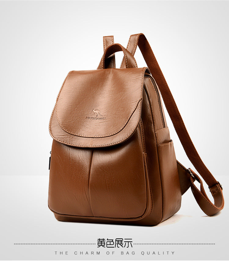 Backpack Women 2024 New Autumn Fashion Soft Leather Bag Casual Backpack Large Capacity Travel Student Women's Backpack