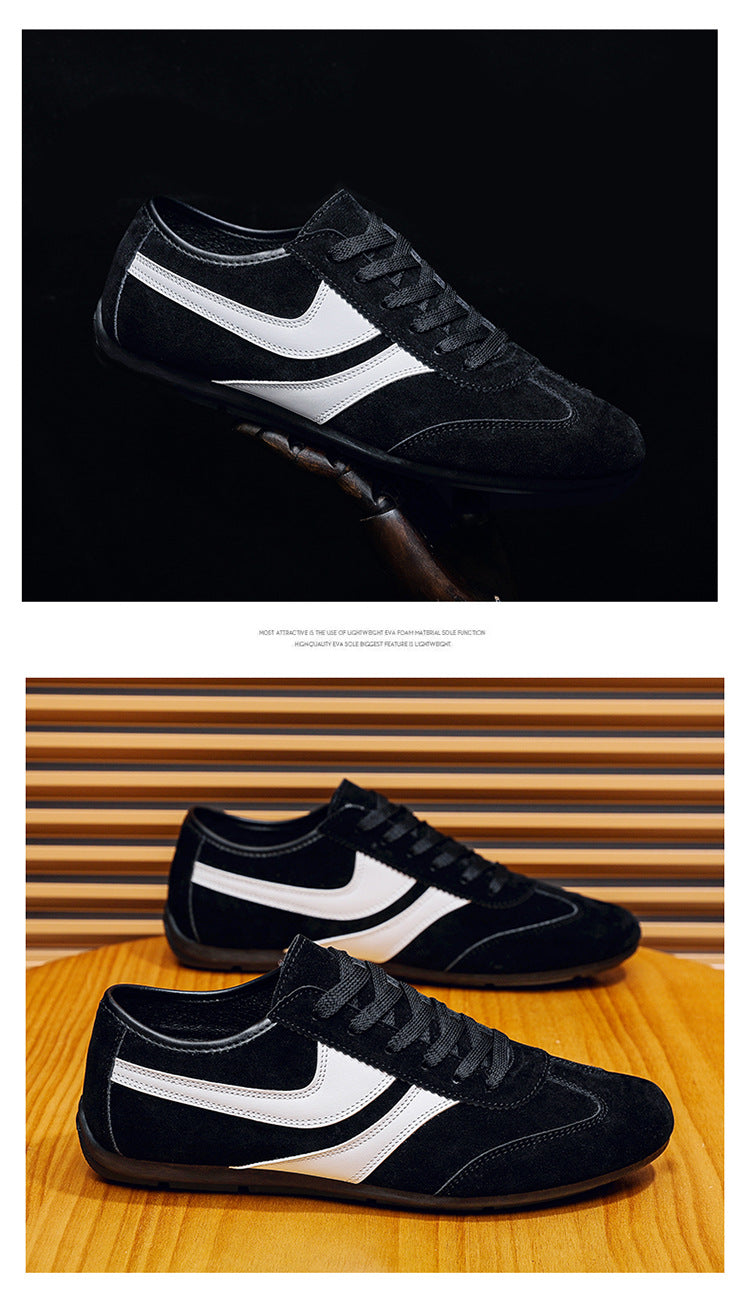 Men's Casual Shoes Fashion Vintage German Training Shoes Breathable Flat Single-layer Shoes Sports Forrest Gump Shoes Lace-up Men's Shoes Bean Shoes