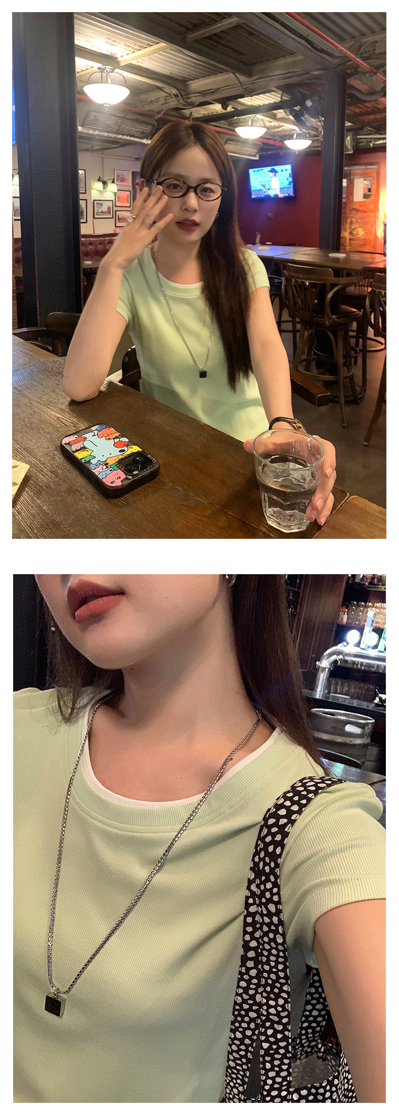 Huangyi Korean Double-Layer Collar Fake Two-Piece Short-Sleeved T-Shirt for Women 2025 Summer Short Slim Right Shoulder Top 142Th419