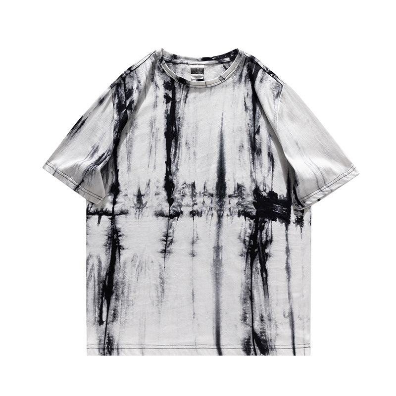 Cross-border Exclusive New Tie-dye T-shirt Men's Short-sleeved Summer Pure Cotton T-shirt Loose Ins Trendy Brand Colorful Top Clothes