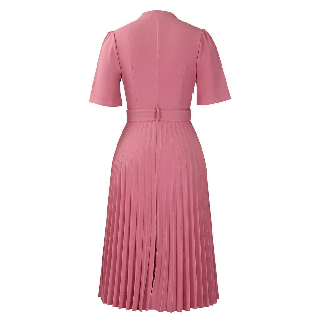 D563 Foreign Trade Cross-border Women's Clothing Summer New Short-sleeved V-neck Pleated High Waist Fashion Elegant Waist African dress