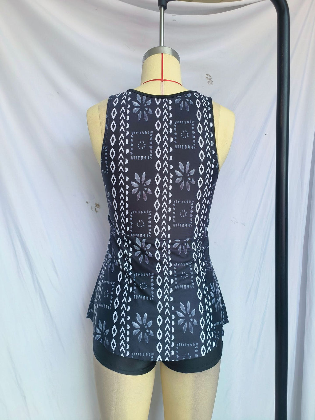 Split plus size Printed Flat Angle European and American Style Conservative Sling Tankini Swimsuit Women's Independent Station Cross-border Foreign Trade in stock