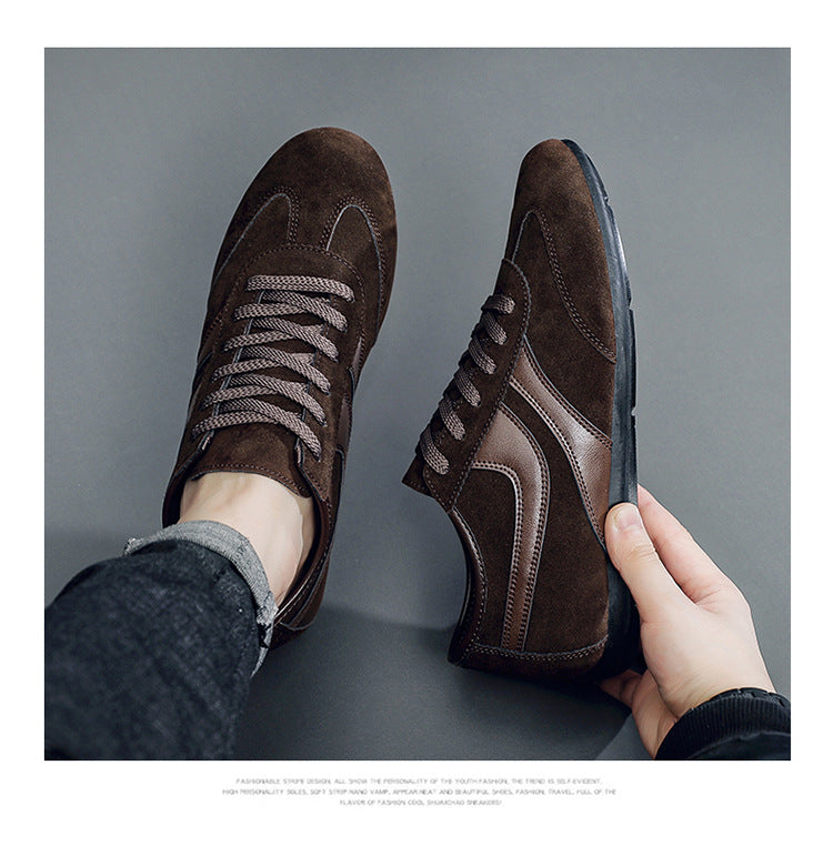 Men's Casual Shoes Fashion Vintage German Training Shoes Breathable Flat Single-layer Shoes Sports Forrest Gump Shoes Lace-up Men's Shoes Bean Shoes