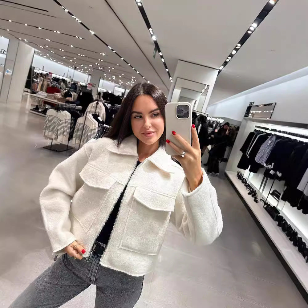 Cross-border European and American Women's AliExpress Explosions Beaded Leather Short Jacket