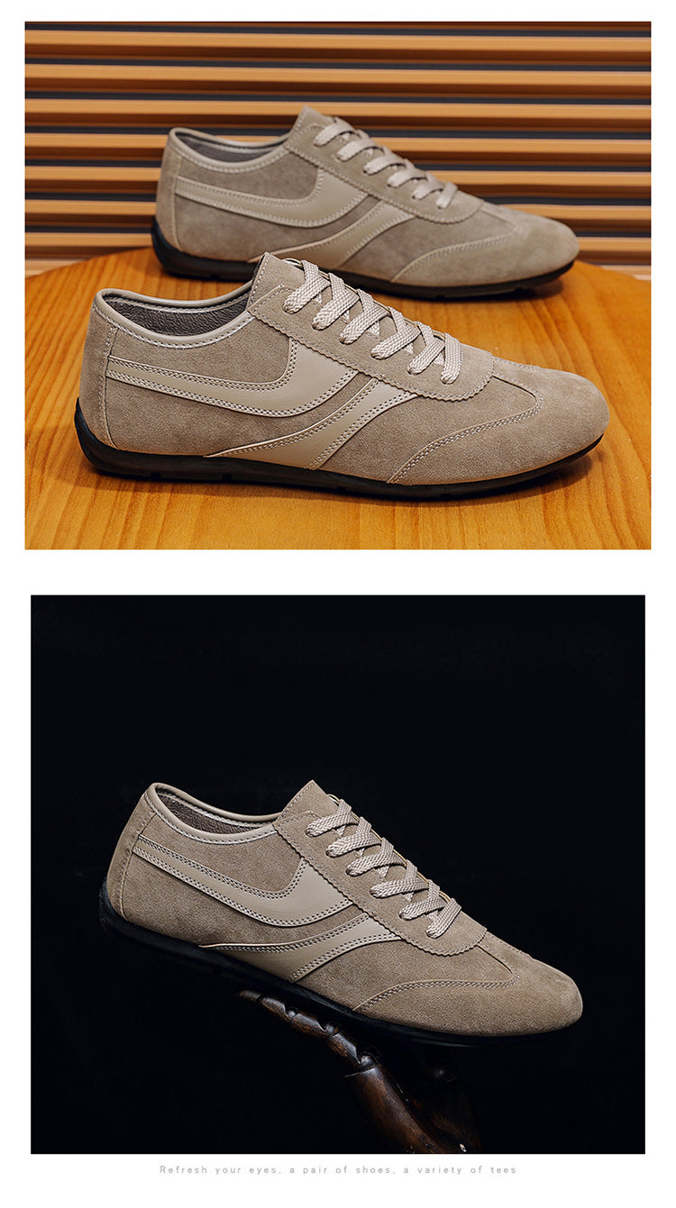 Men's Casual Shoes Fashion Vintage German Training Shoes Breathable Flat Single-layer Shoes Sports Forrest Gump Shoes Lace-up Men's Shoes Bean Shoes