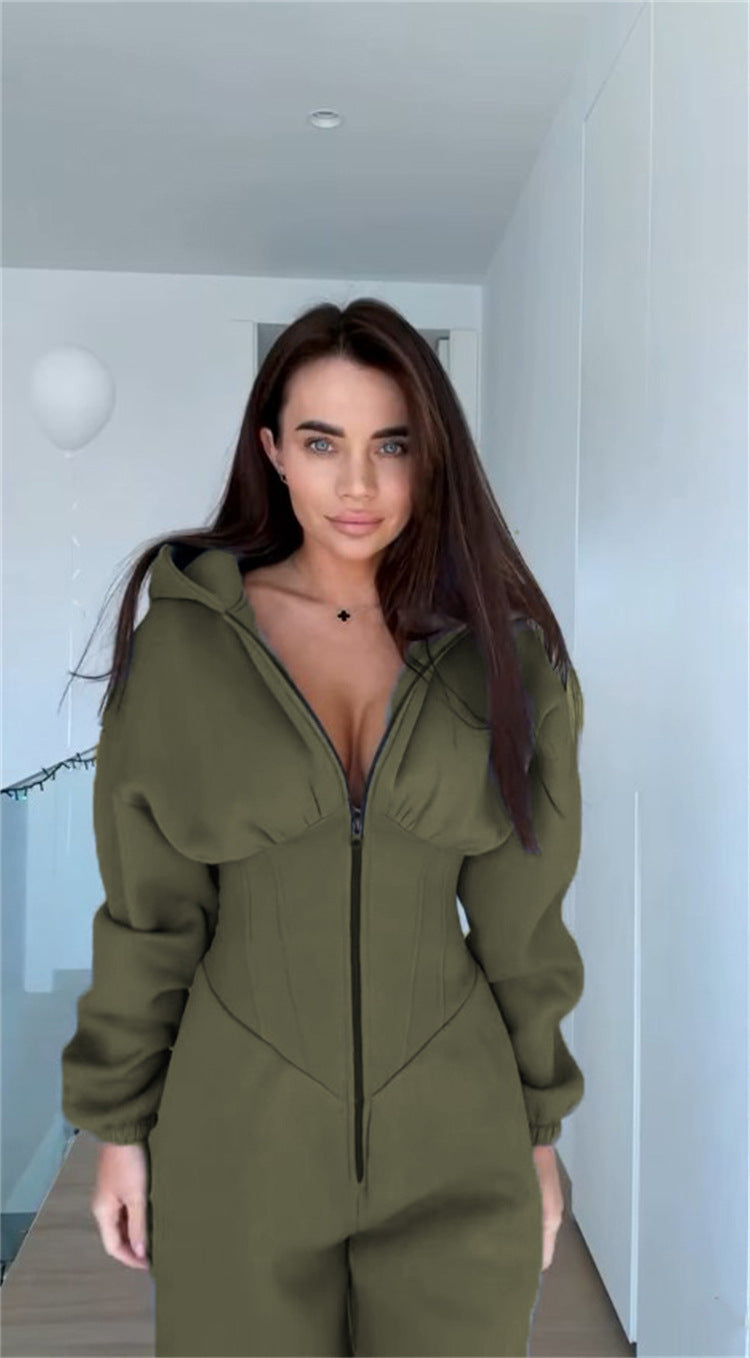 Cross-Border Foreign Trade 2026 Amazon Ebay Hot-Selling Popular Sports and Leisure Women's Hooded Jumpsuit Set