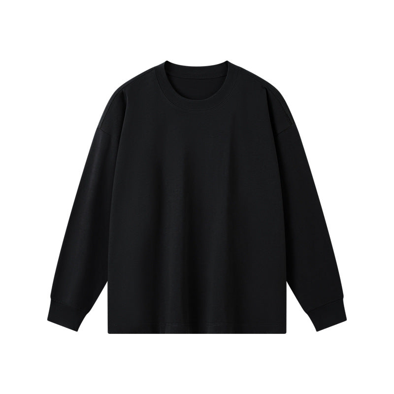 300g combed skin-friendly padded cotton long sleeve T-shirt men's 2024 autumn and winter solid color round neck bottoming shirt top