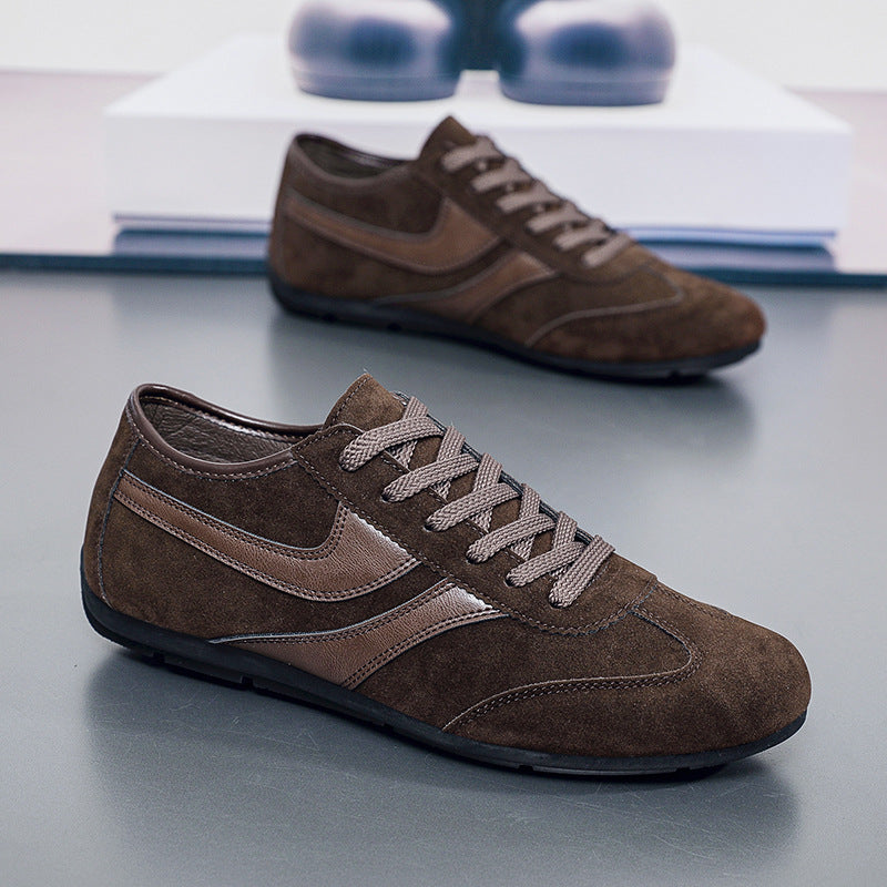 Men's Casual Shoes Fashion Vintage German Training Shoes Breathable Flat Single-layer Shoes Sports Forrest Gump Shoes Lace-up Men's Shoes Bean Shoes
