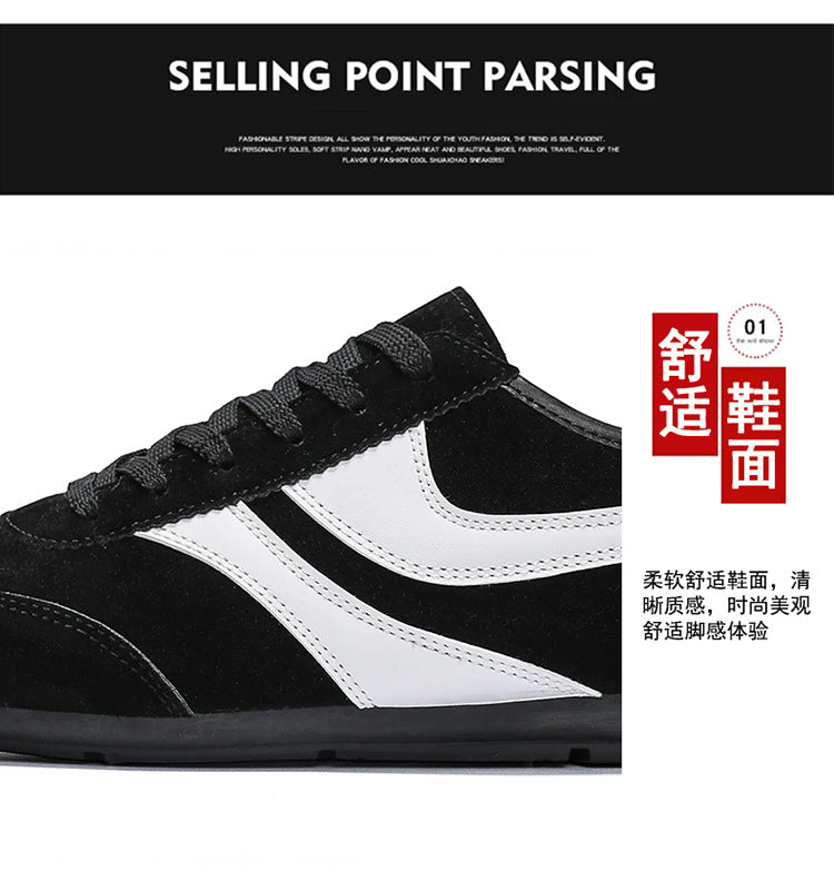 Men's Casual Shoes Fashion Vintage German Training Shoes Breathable Flat Single-layer Shoes Sports Forrest Gump Shoes Lace-up Men's Shoes Bean Shoes