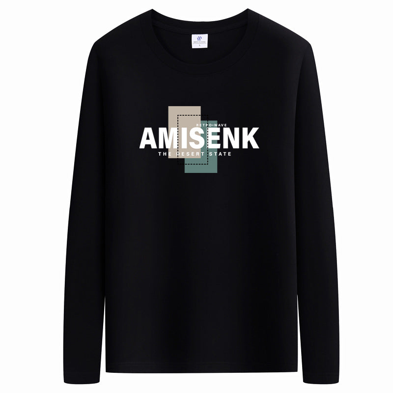 2026 Spring and Autumn New Men's Long Sleeve T-Shirt Trendy Loose Sweatshirt Men's Outerwear Base Shirt Casual Top